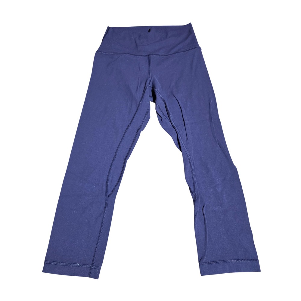 Lululemon Womens High Rise Crop Leggings Purple Plum Athletic Yoga Pants Size 4 - Picture 2 of 5